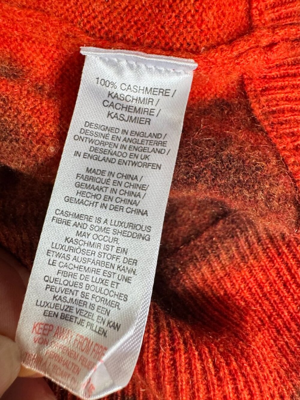 CRUSH. Cashmere Tie-Dye Print Knit Hoodie - Orange & Charcoal - Picture 6 of 7